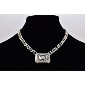 SAL Swarovski Vintage" Crystal Collar Necklace Baguette Chunky Signed 80s Bin6A